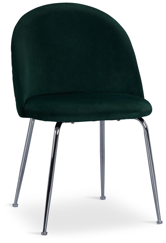 Capri Dark Green Velvet Upholstered Side Chair W/ Chrome Legs