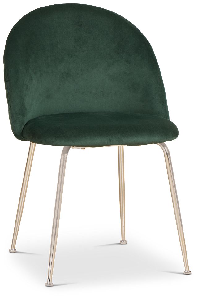 Capri Dark Green Velvet Upholstered Side Chair W/ Chrome Legs