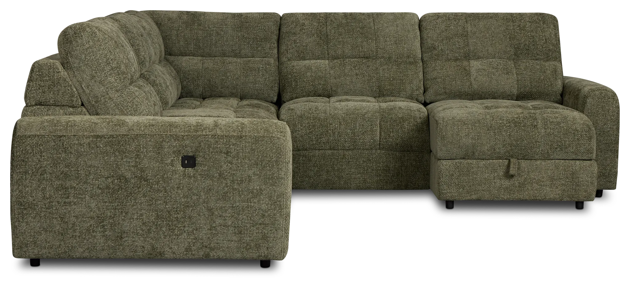 Hendrix Green Fabric Small Dual Power Right Extension Chaise Sectional