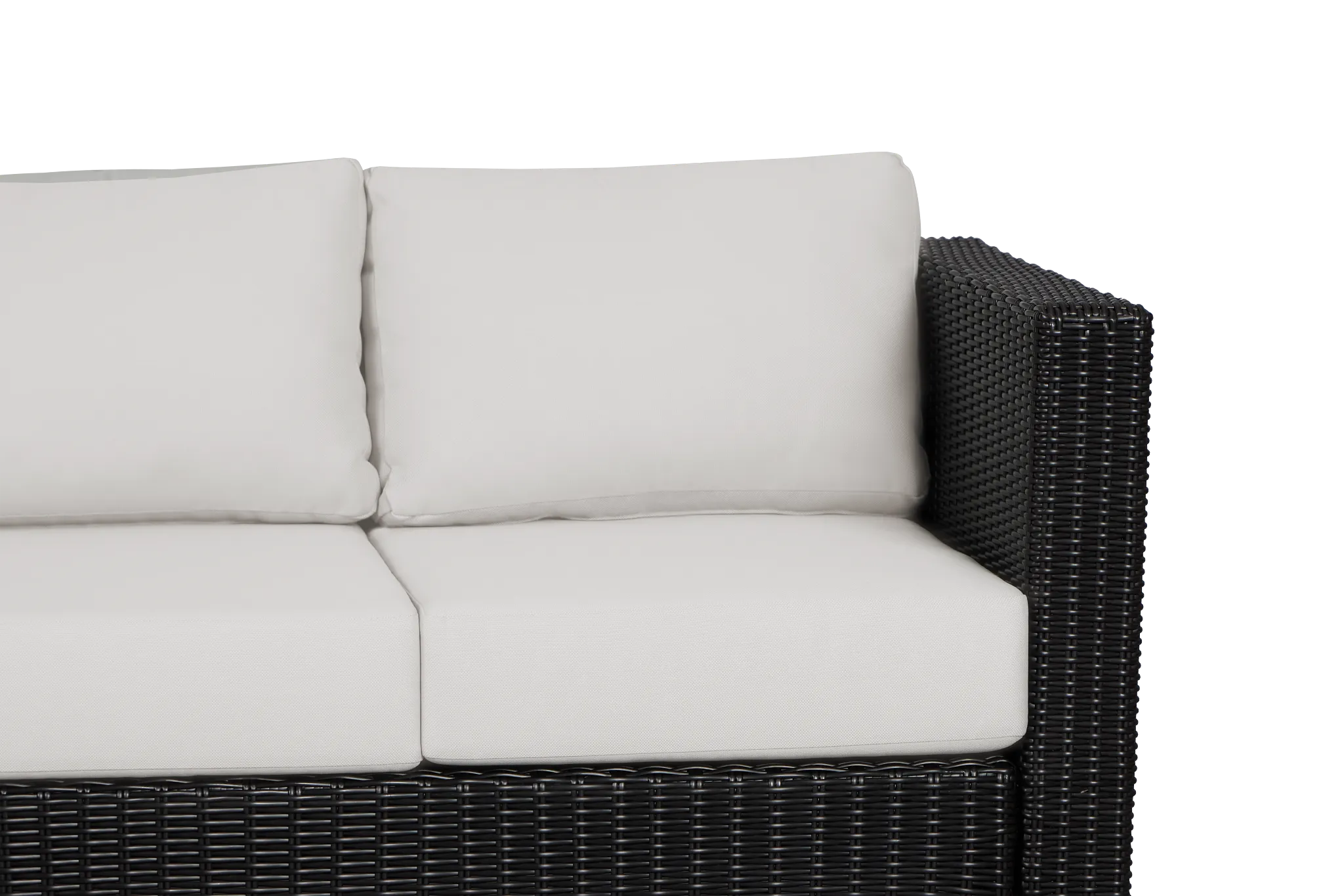 Montecito Black Sofa With Light Beige Cushions