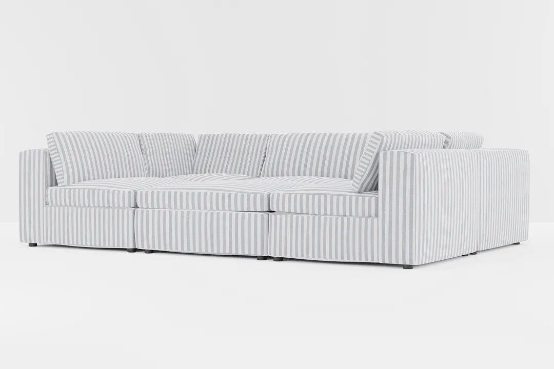 Destin Sea Lane Dark Blue Fabric 6-piece Pit Sectional