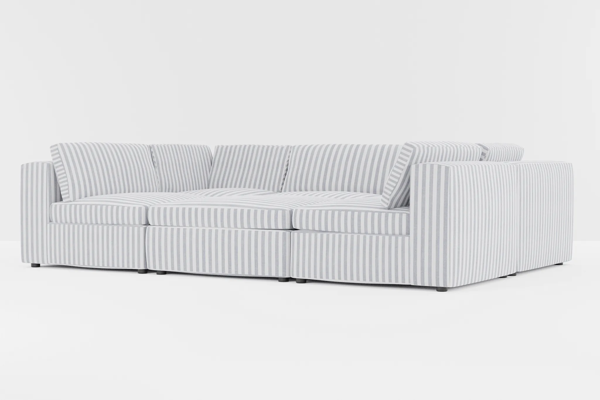 Destin Sea Lane Dark Blue Fabric 6-piece Pit Sectional