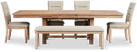 Park City Light Tone Rect Table With 4 Upholstered Side Chairs & Bench