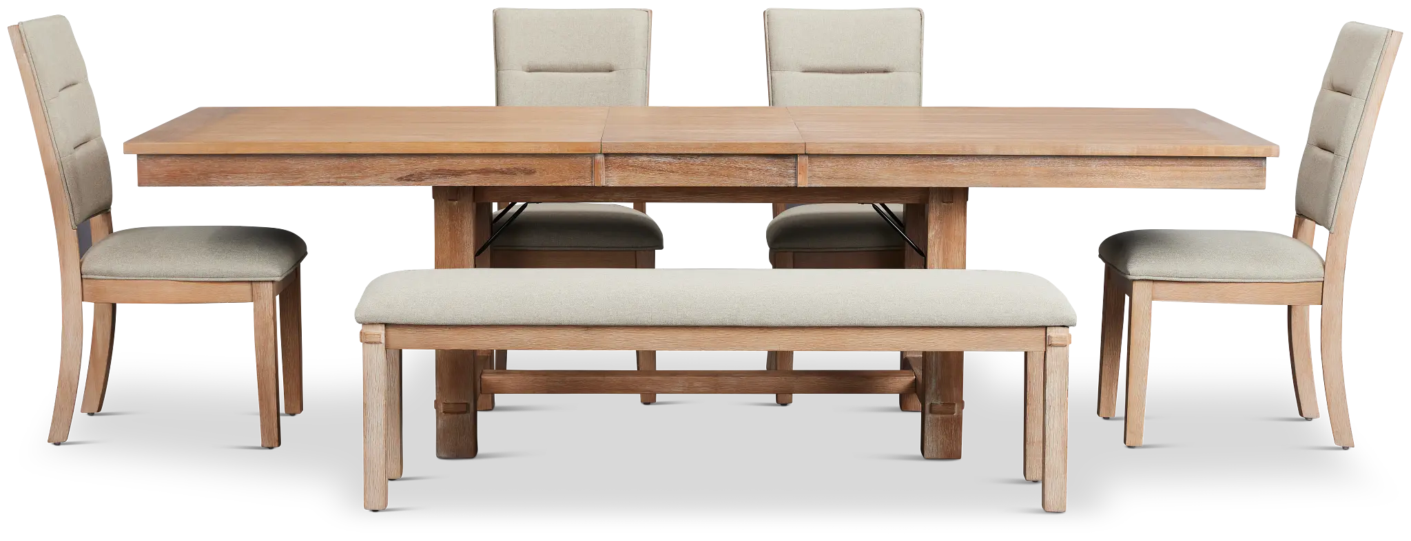 Park City Light Tone Rect Table With 4 Upholstered Side Chairs & Bench Park City Light Tone Rect Table With 4 Upholstered Side Chairs & Bench