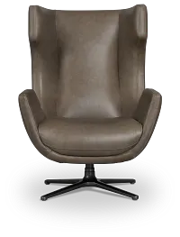 Penn Dark Gray Leather Swivel Accent Chair