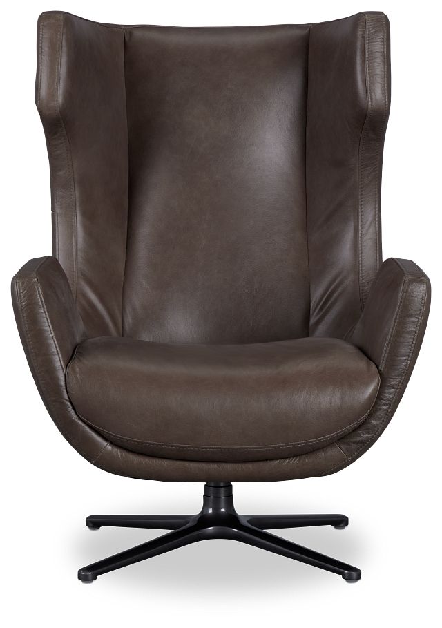Penn Dark Gray Leather Swivel Accent Chair