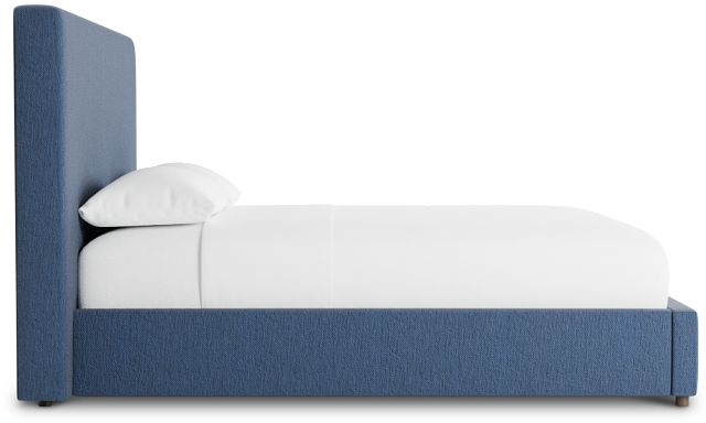 Grayton Revenue Dark Blue 54" Upholstered Platform Bed