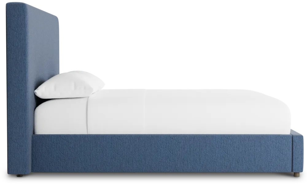 Grayton Revenue Dark Blue 54" Upholstered Platform Bed