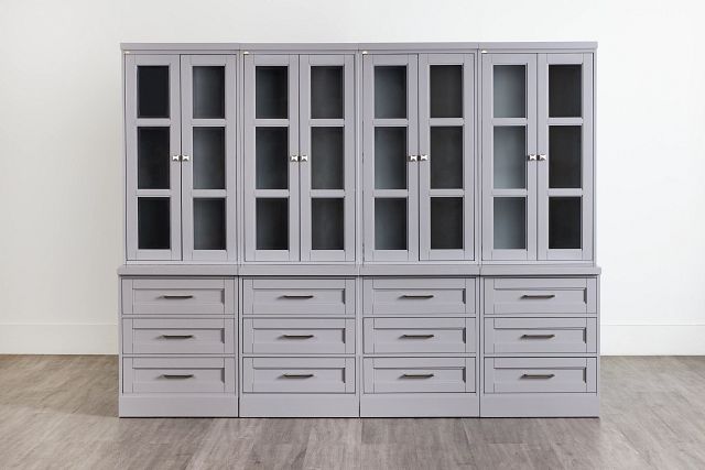 Newport Gray Drawer Bookcase Wall