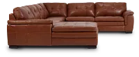 Braden Medium Brown Leather Medium Left Chaise Sectional