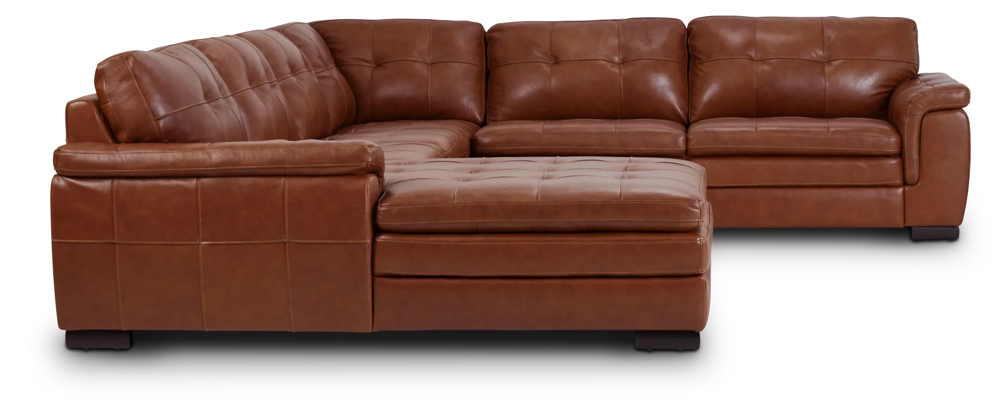 Braden Medium Brown Leather Medium Left Chaise Sectional