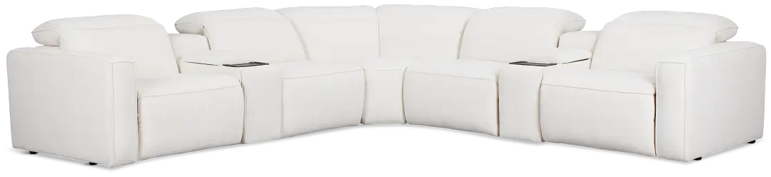 Ryland White Fabric Large Triple Power Reclining Two-arm Sectional Ryland White Fabric Large Triple Power Reclining Two-arm Sectional