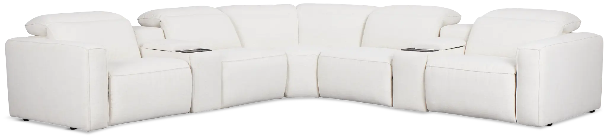 Ryland White Fabric Large Triple Power Reclining Two-arm Sectional Ryland White Fabric Large Triple Power Reclining Two-arm Sectional