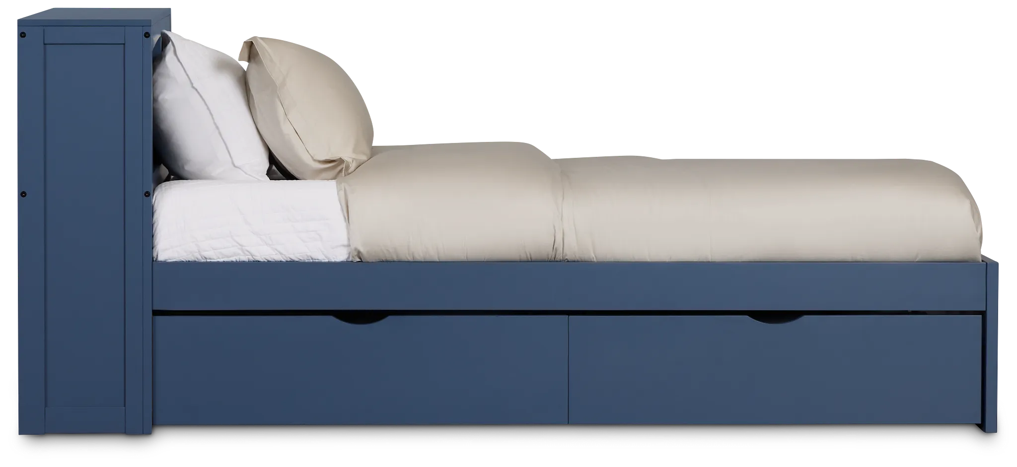 Charleston Dark Blue Bookcase Bed With 2 Storage Drawers