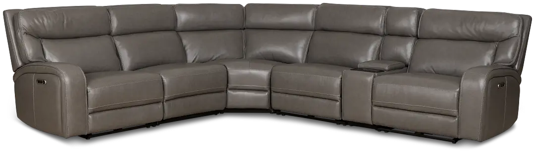 Jasper Gray Leather Medium Triple Power 2-arm Sectional Jasper Gray Leather Medium Triple Power 2-arm Sectional