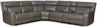 Jasper Gray Leather Medium Triple Power 2-arm Sectional