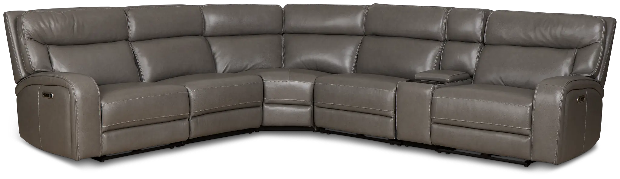 Jasper Gray Leather Medium Triple Power 2-arm Sectional Jasper Gray Leather Medium Triple Power 2-arm Sectional