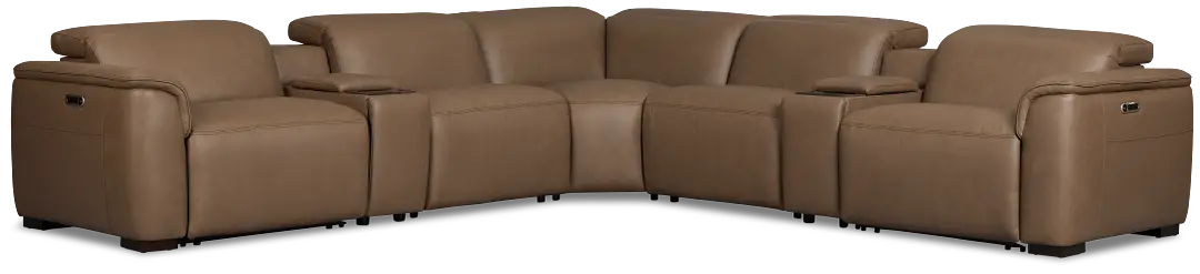 Flexsteel Brodie Dark Brown Lthr/vinyl Large Dual Power Reclining Two-arm Sectional Flexsteel Brodie Dark Brown Lthr/vinyl Large Dual Power Reclining Two-arm Sectional
