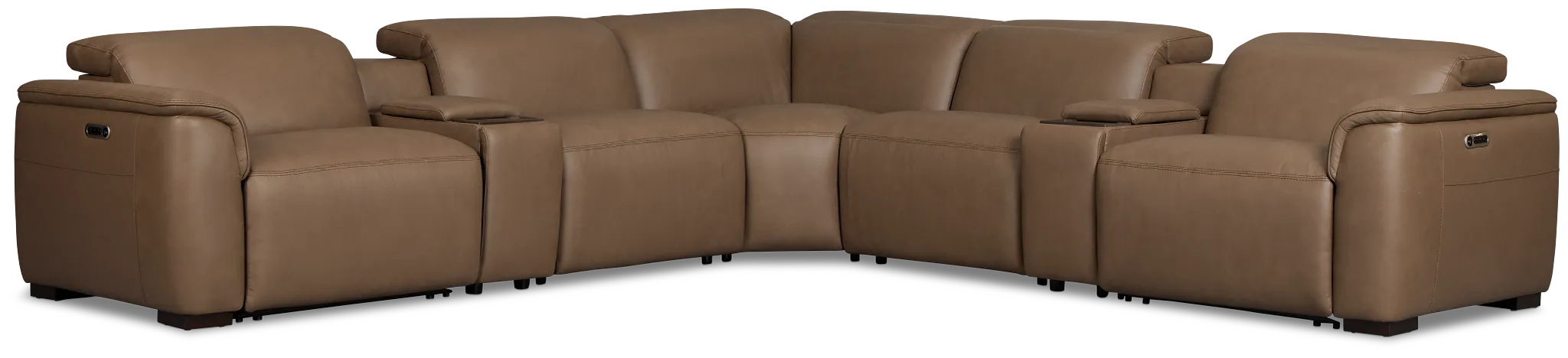 Brodie Dark Brown Lthr/vinyl Large Dual Power Reclining Two-arm Sectional