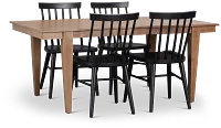 Provo Mid Tone Rect Table & 4 Wood Chairs