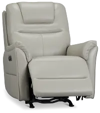 Archie Light Gray Lthr/vinyl Power Recliner With Heat And Massage