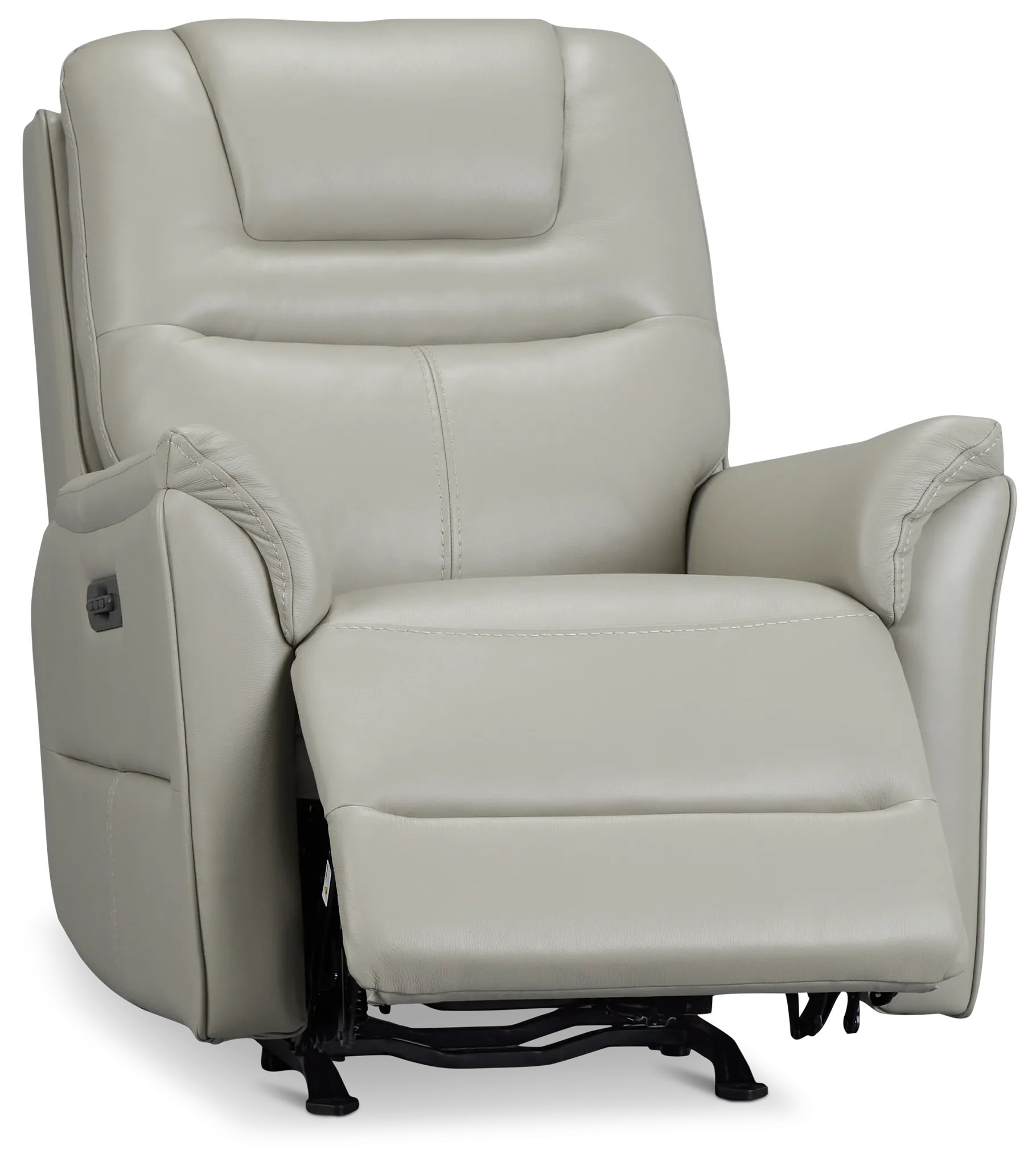 Archie Light Gray Lthr/vinyl Power Recliner With Heat And Massage