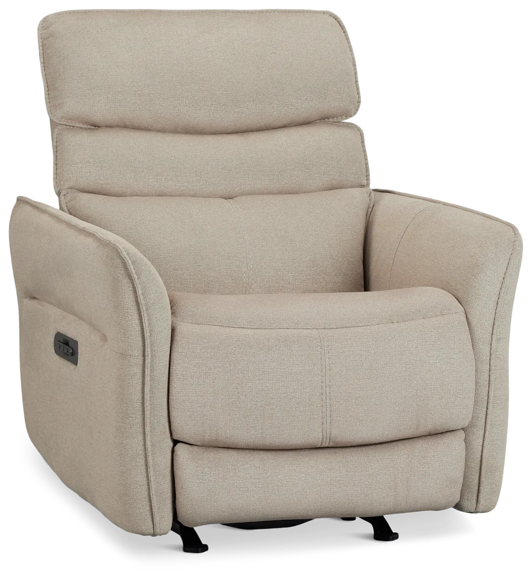 Preston Khaki Fabric Power Recliner With Heat And Massage