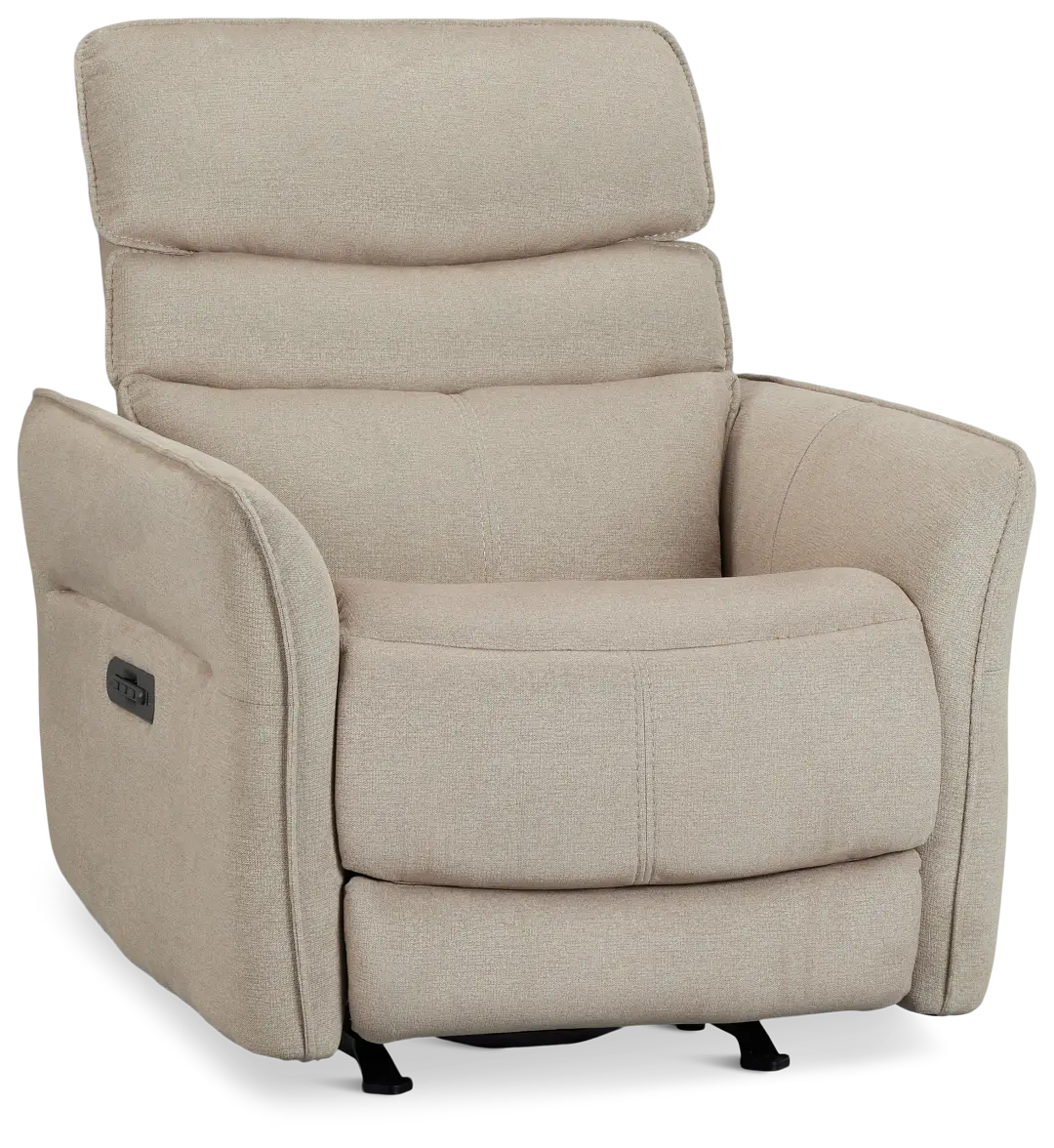Preston Khaki Fabric Power Recliner With Heat And Massage Preston Khaki Fabric Power Recliner With Heat And Massage