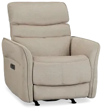 Preston Khaki Fabric Power Recliner With Heat And Massage