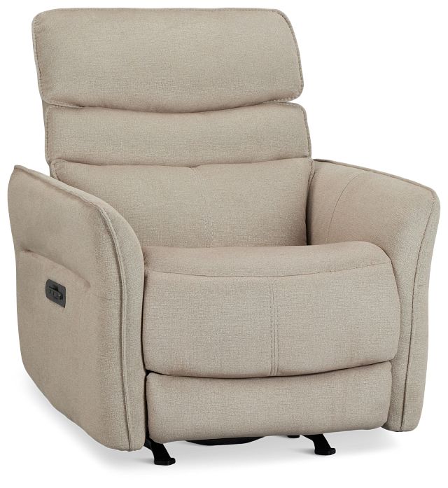 Preston Khaki Fabric Power Recliner With Heat And Massage