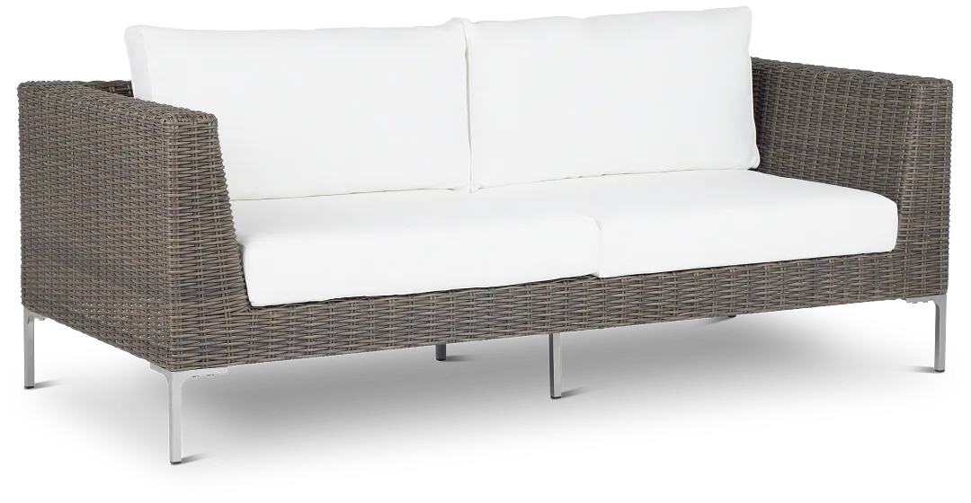 Tulum White Woven Sofa W/ 2 Cushions