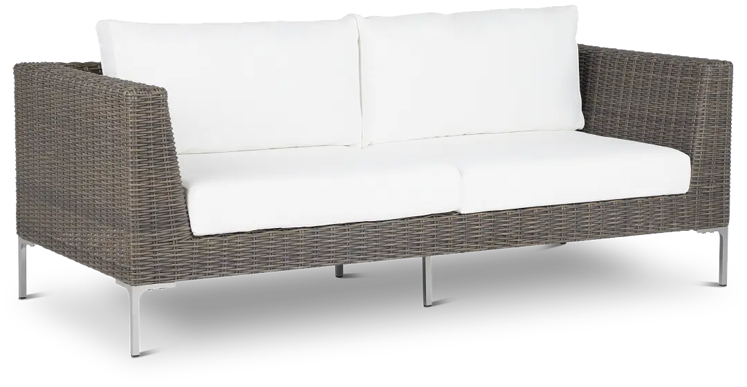 Tulum White Woven Sofa W/ 2 Cushions Tulum White Woven Sofa W/ 2 Cushions