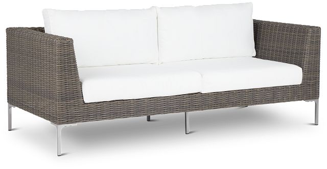 Tulum White Woven Sofa W/ 2 Cushions