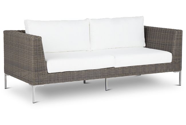 Tulum White Woven Sofa W/ 2 Cushions
