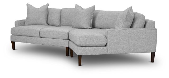 Morgan Light Gray Fabric Right-arm Cuddler Sectional With Wood Legs