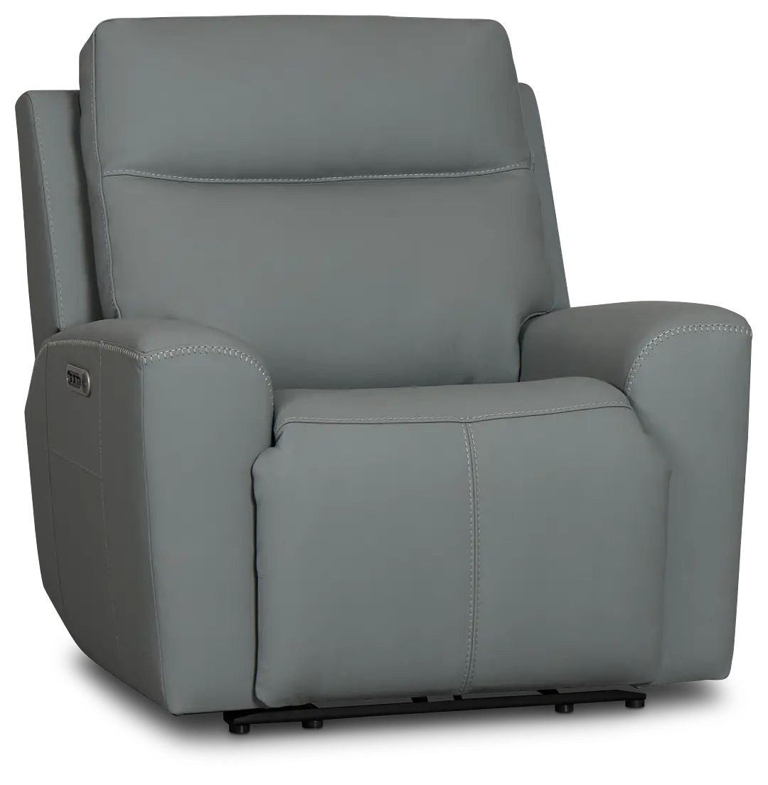 Sterling Blue Lthr/vinyl Power Recliner Sterling Blue Lthr/vinyl Power Recliner