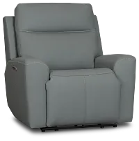 Sterling Blue Lthr/vinyl Power Recliner