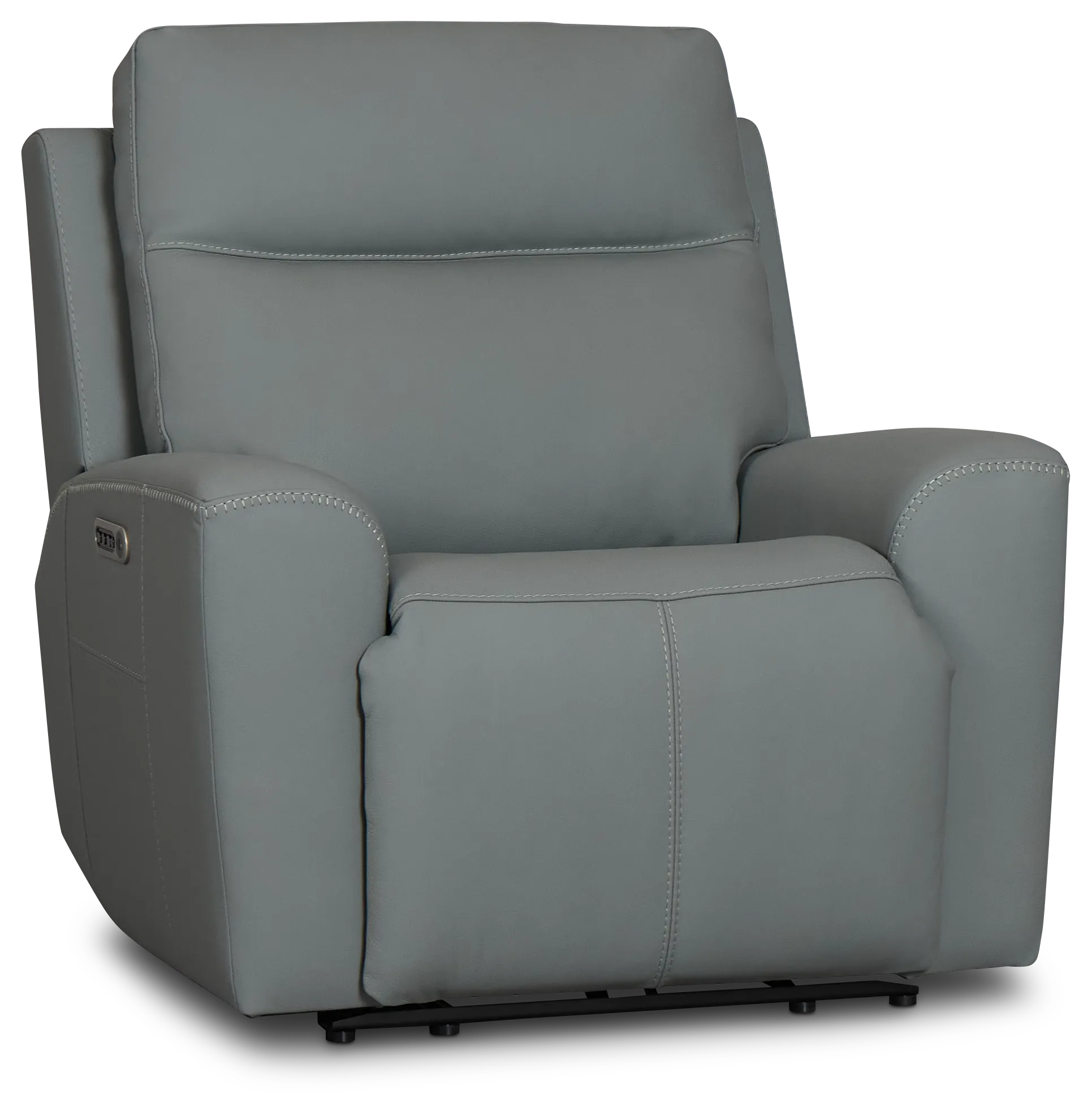 Sterling Blue Lthr/vinyl Power Recliner