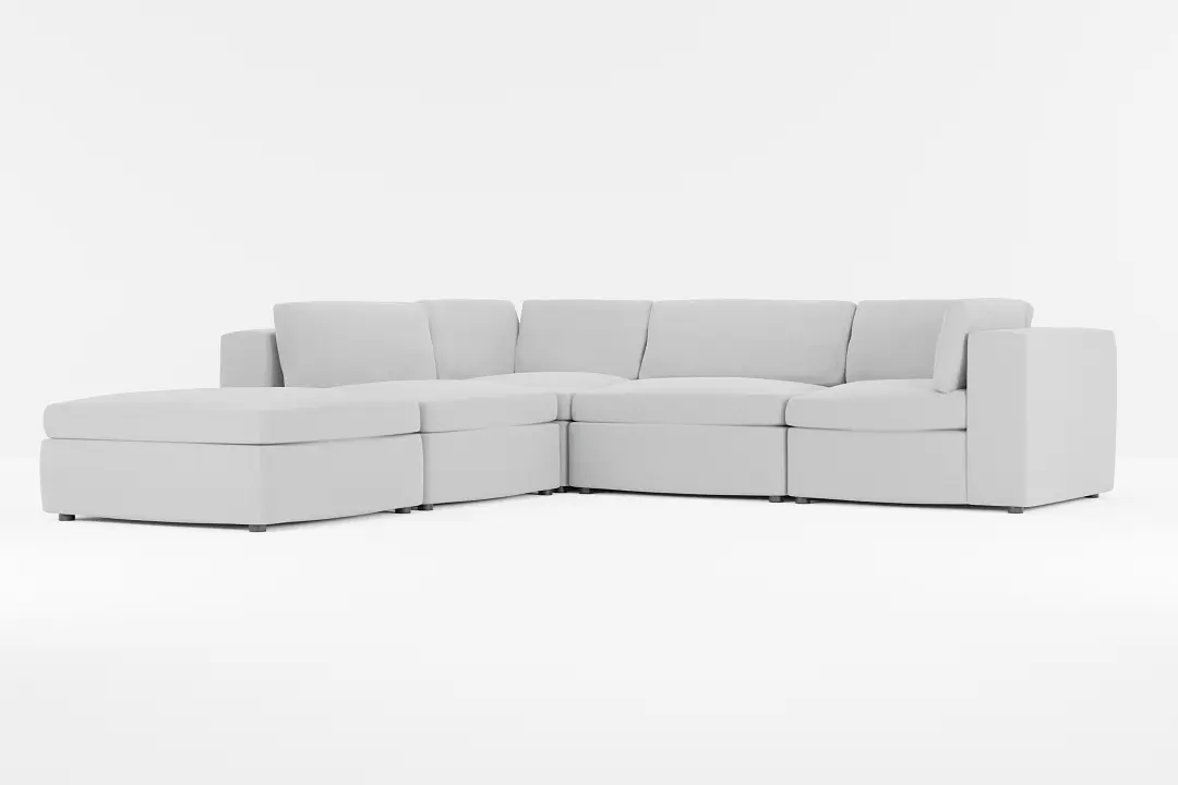Destin Suave Gray Fabric 5pc Bumper Sectional Destin Suave Gray Fabric 5pc Bumper Sectional