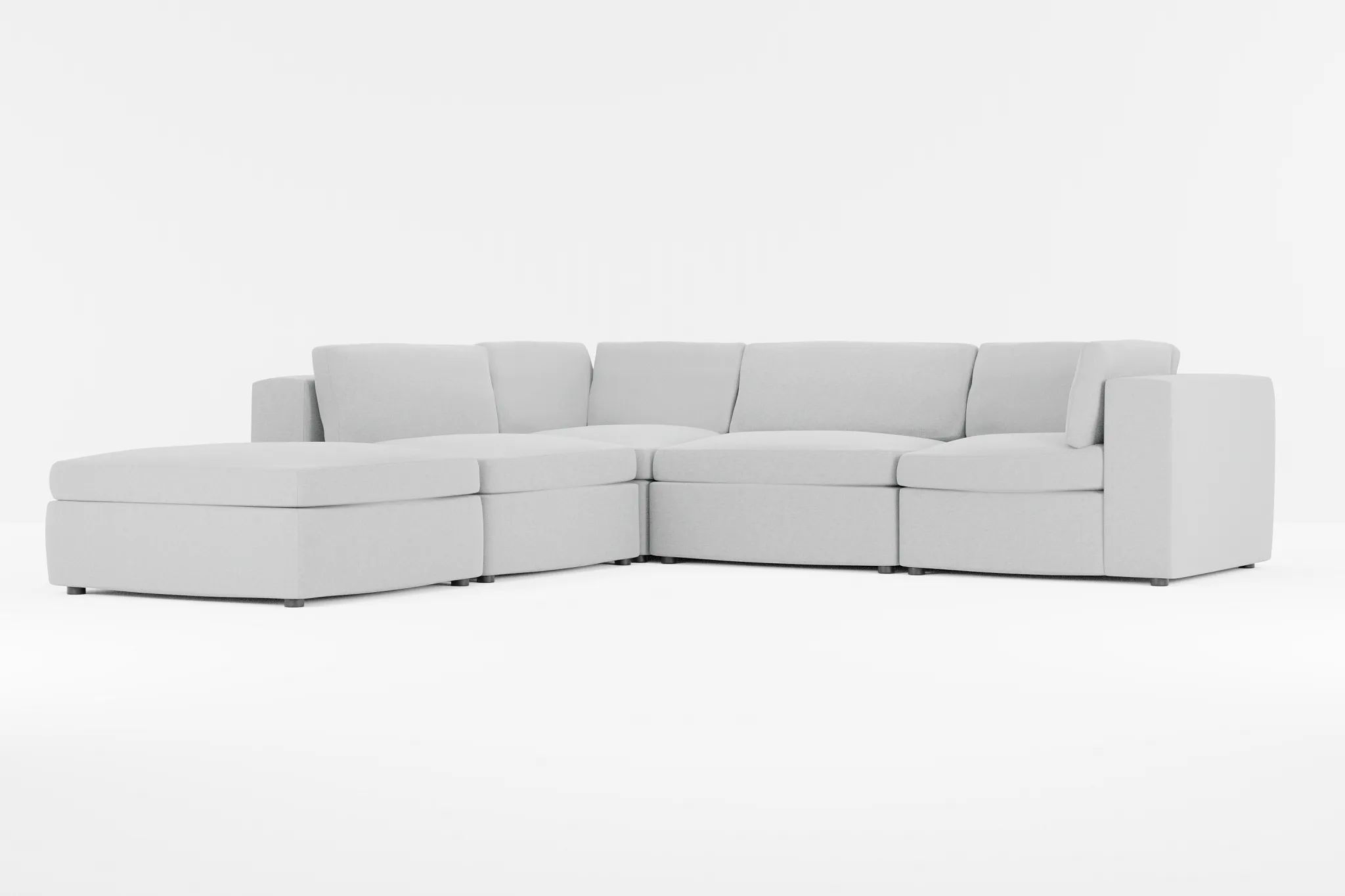 Destin Suave Gray Fabric 5pc Bumper Sectional