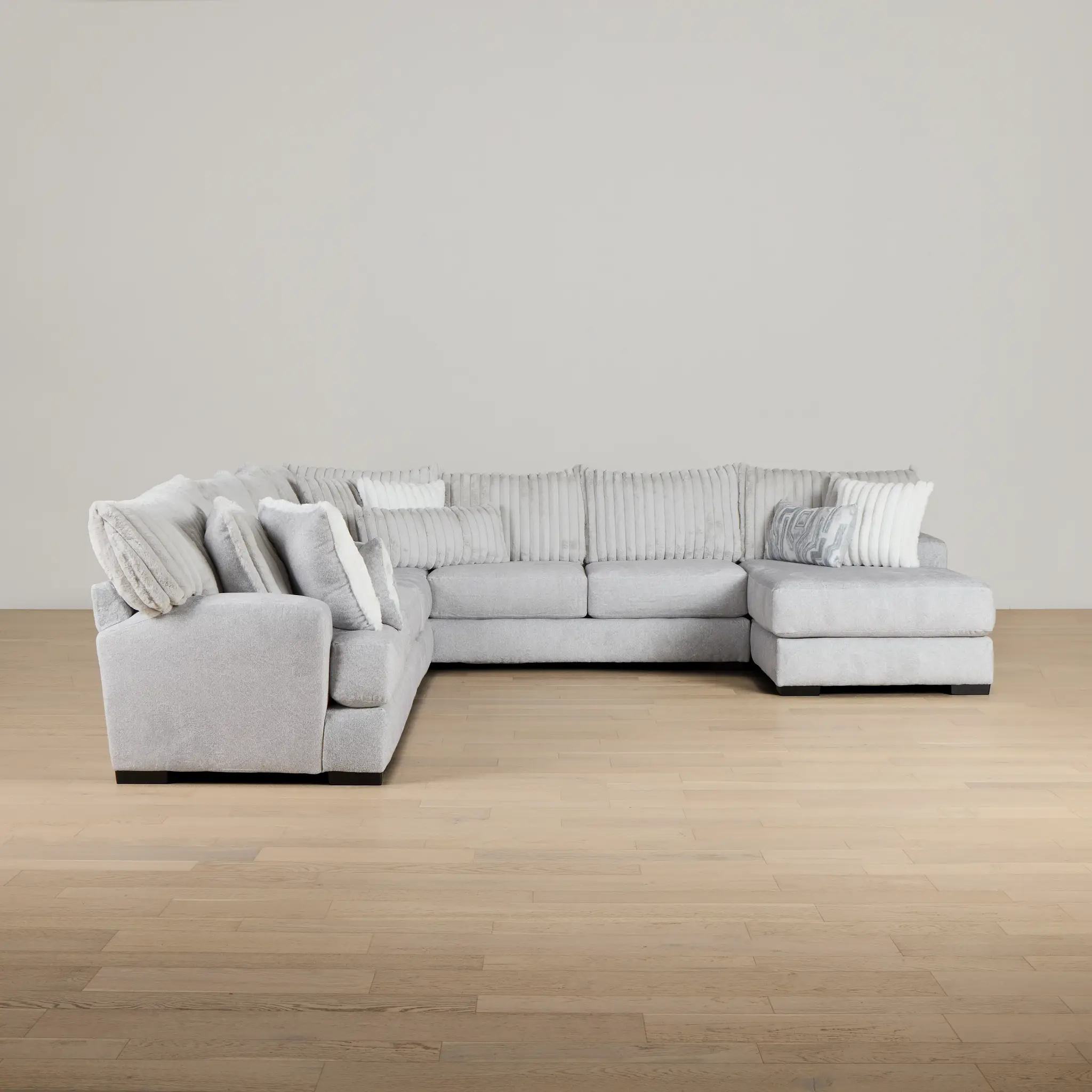 Kylie Light Gray Fabric Large Right Chaise Sectional Kylie Light Gray Fabric Large Right Chaise Sectional