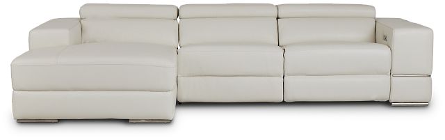 Dante White Leather Left Chaise Power, White Leather Sectionals With Recliners