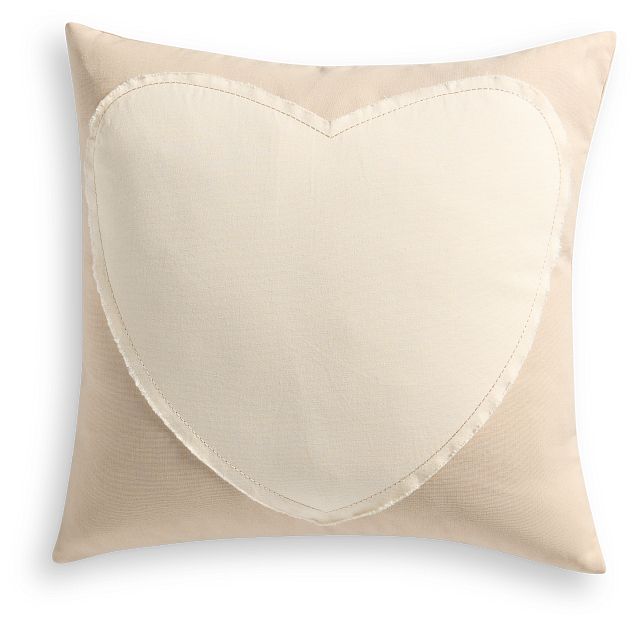 Heart Ivory 20" Square Accent Pillow