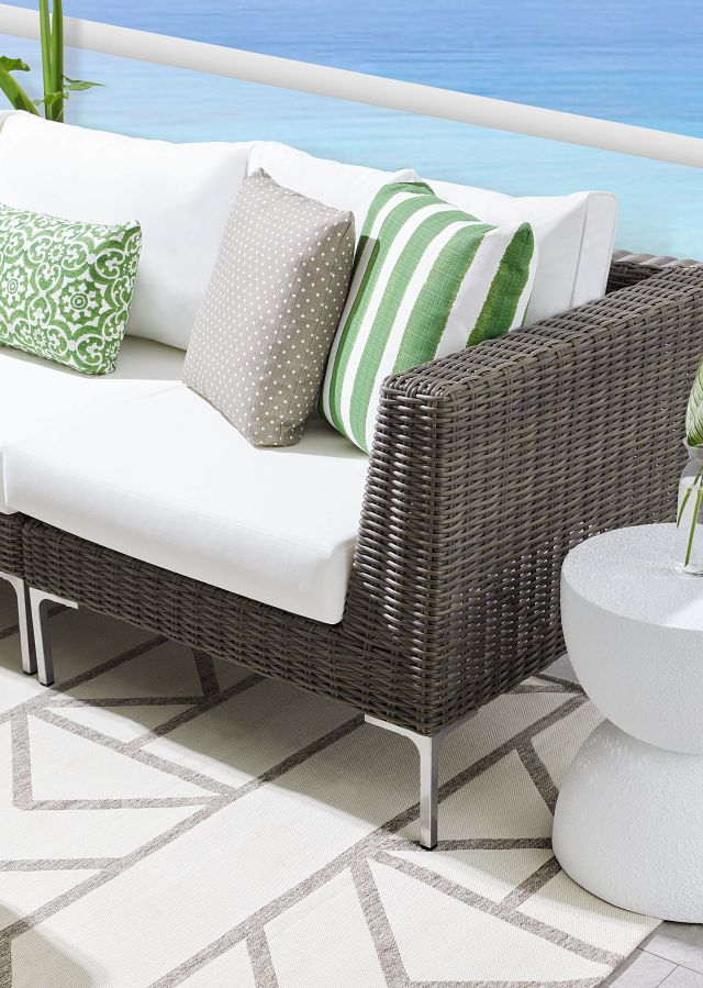 Tulum White Woven Two-arm Sectional