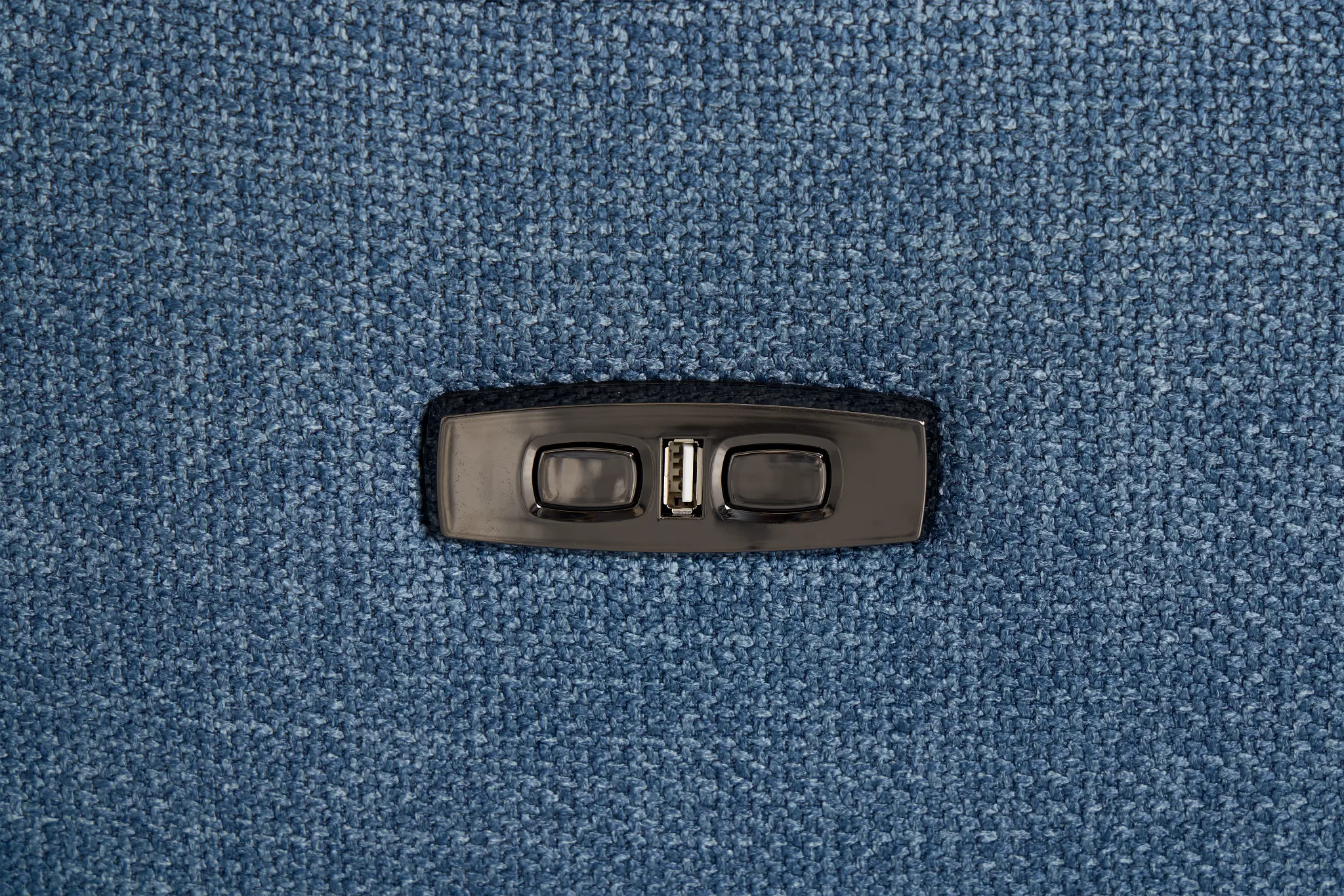 Keaton Blue Fabric Power Reclining Sofa W/ Power Headrest