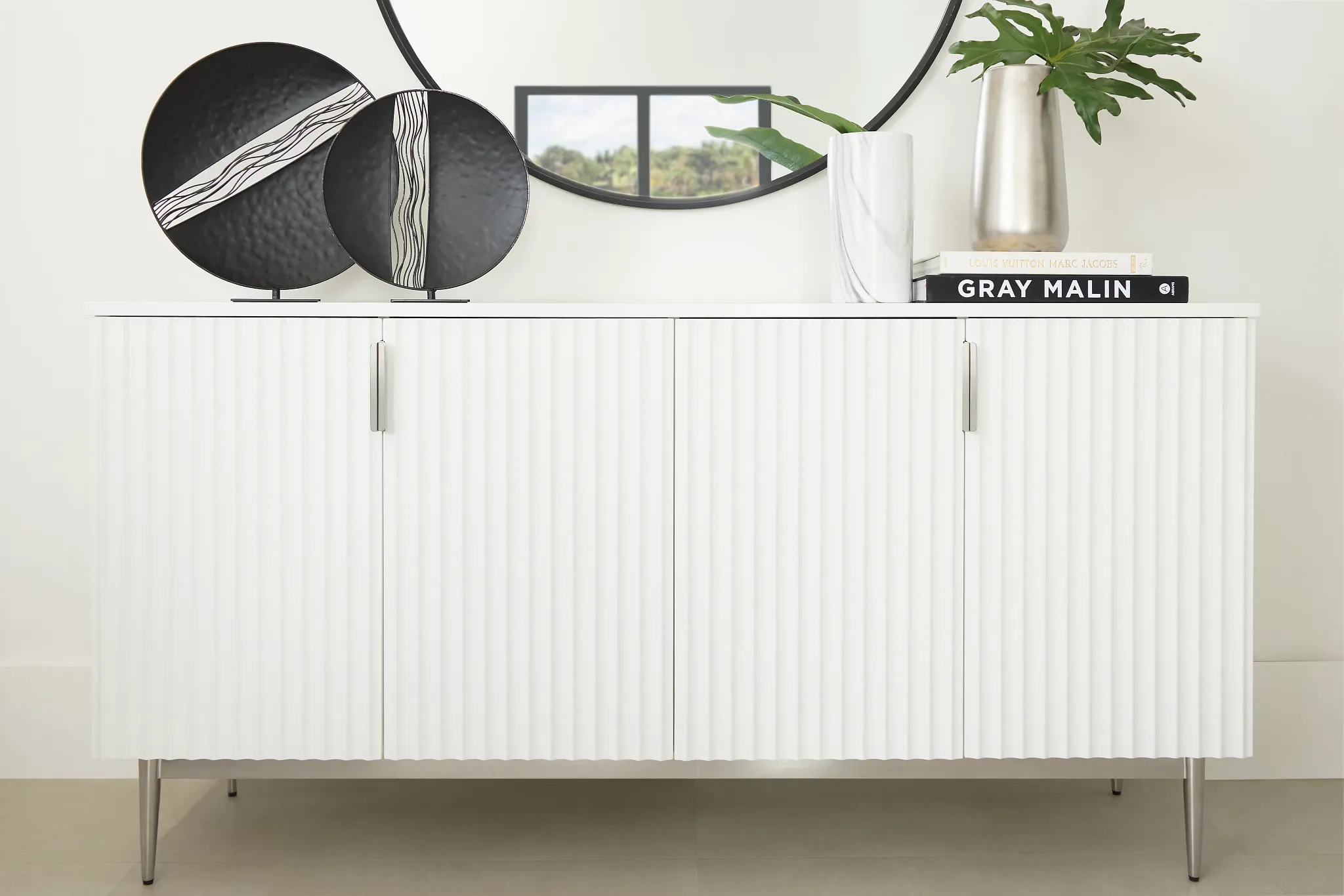 Surge White Four-door Cabinet