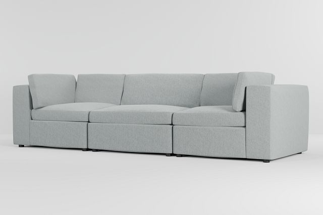 Destin Elevation Light Green Fabric 3 Piece Modular Sofa