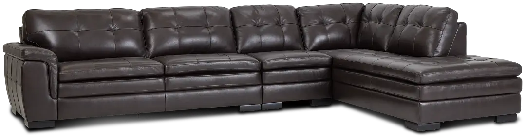 Braden Dark Brown Leather Medium Right Bumper Sectional Braden Dark Brown Leather Medium Right Bumper Sectional