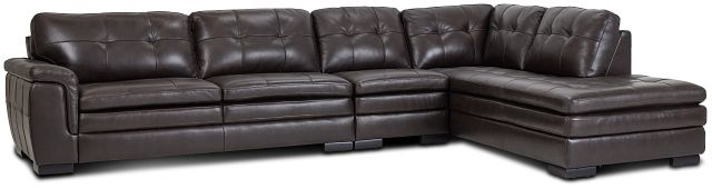 Braden Dark Brown Leather Medium Right Bumper Sectional