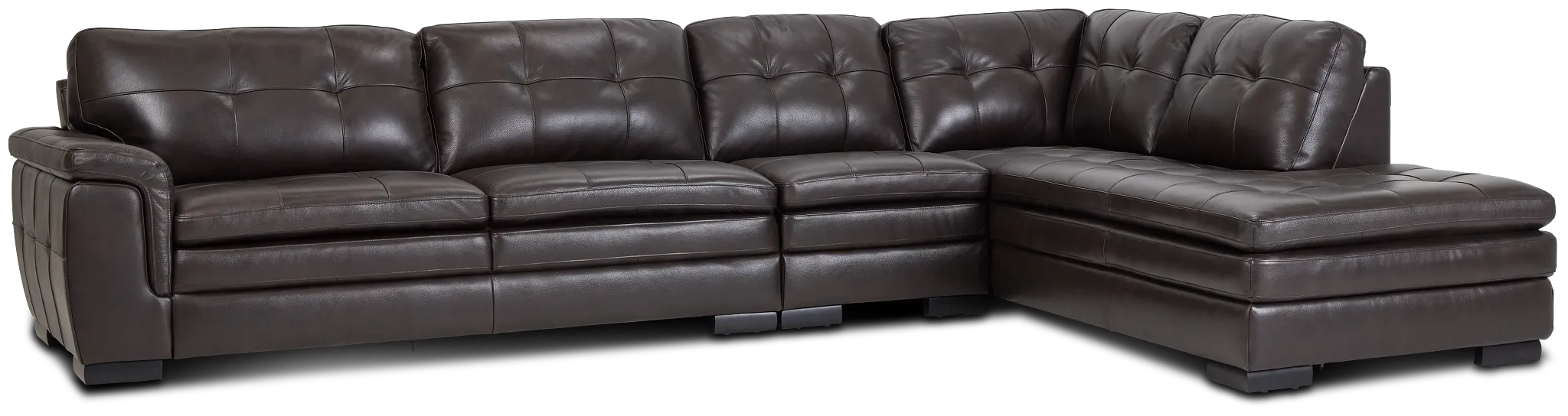 Braden Dark Brown Leather Medium Right Bumper Sectional